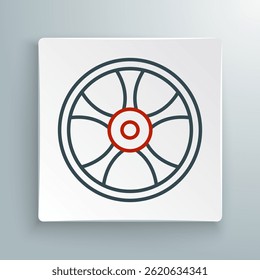 Roda de liga de linha para ícone de carro isolado no fundo branco. Conceito de contorno colorido. Vetor