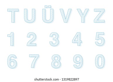 Line alphabet letters set. Vector typography. Graphic font collection.