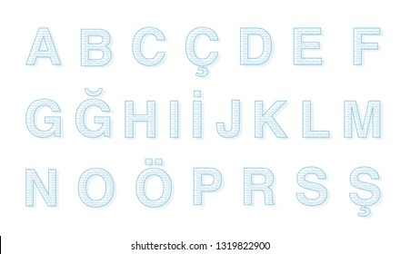 Line alphabet letters set. Vector typography. Graphic font collection.
