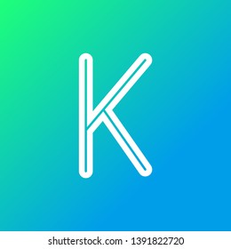 In Line Alphabet on Neon Gradient Background - The Letter "K"