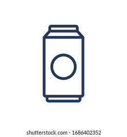 Line aluminum can icon. Drink, beverage, soda, beer or cola icon. Aluminum can line symbol. Simple beverage sign. Vector illustration