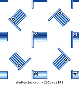 Line American flag icon isolated seamless pattern on white background. Flag of USA. United States of America. Colorful outline concept. Vector
