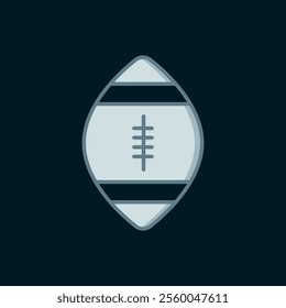 Line American Football ball icon isolated on black background. Rugby ball icon. Team sport game symbol. Flat filled outline style with shadow. Vector