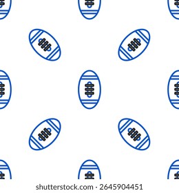 Line American Football ball icon isolated seamless pattern on white background. Rugby ball icon. Team sport game symbol. Colorful outline concept. Vector