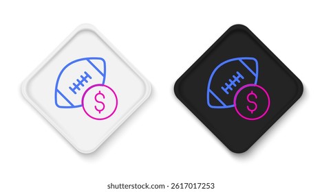 Line American football betting money icon isolated on white background. Football bet bookmaker. Soccer betting online make money. Colorful outline concept. Vector