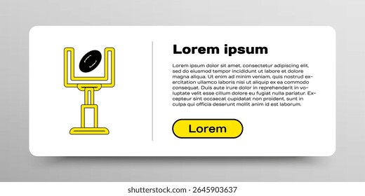 Linha de futebol americano gol post e ícone de bola de futebol isolado no fundo branco. Conceito de contorno colorido. Vetor