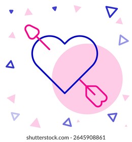 Line Amour symbol with heart and arrow icon isolated on white background. Love sign. Happy Valentines day. Colorful outline concept. Vector