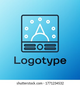 Line Ampere meter, multimeter, voltmeter icon isolated on blue background. Instruments for measurement of electric current. Colorful outline concept. Vector Illustration