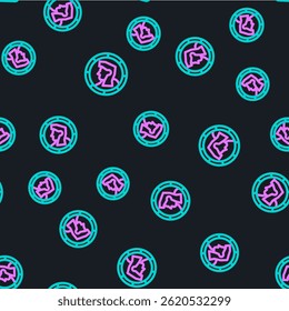 Line Ancient coin icon isolated seamless pattern on black background.  Vector