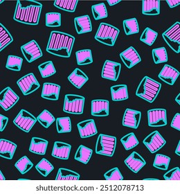 Line Ancient column icon isolated seamless pattern on black background.  Vector