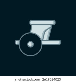 Line Ancient Greece chariot icon isolated on black background. Flat filled outline style with shadow. Vector