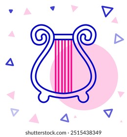Line Ancient Greek lyre icon isolated on white background. Classical music instrument, orhestra string acoustic element. Colorful outline concept. Vector