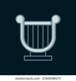 Line Ancient Greek lyre icon isolated on black background. Classical music instrument, orhestra string acoustic element. Flat filled outline style with shadow. Vector