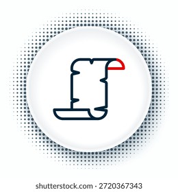 Línea Icono antiguo del rollo del papiro aislado en el fondo blanco. Papel pergamino. Símbolo del antiguo Egipto. Concepto de contorno colorido. Vector