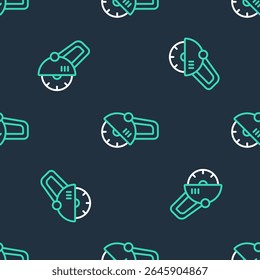 Line Angle grinder icon isolated seamless pattern on black background.  Vector