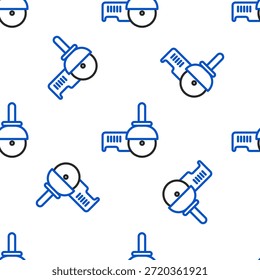 Icono de amoladora de ángulo de línea aislado sin patrón sobre fondo blanco. Concepto de contorno colorido. Vector