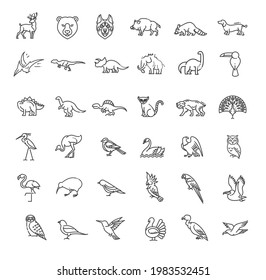 Line animals concepts. Vector thin Icons set