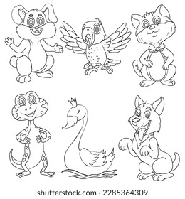 Line animals illustration character for coloring