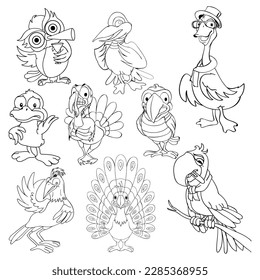 Line animals Illustration character for coloring vector