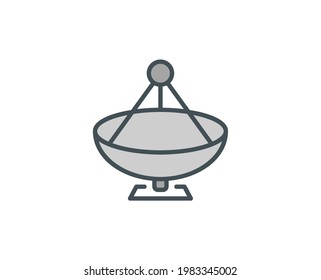Line Antenna icon isolated on white background. Outline symbol for website design, mobile application, ui. Electronics pictogram. Vector illustration, editorial stroсk. 