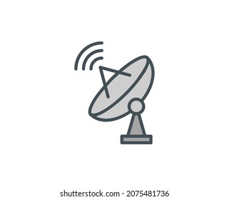 Line Antenna icon isolated on white background. Outline symbol for website design, mobile application, ui. Electronics pictogram. Vector illustration, editorial stroсk. 