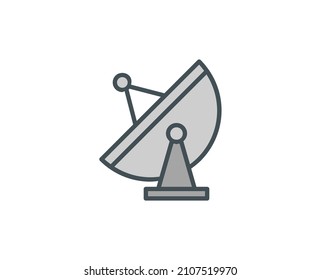 Icono de antena de línea aislado en fondo blanco. Símbolo de esquema para diseño de sitio web, aplicación móvil, ui. Pictograma electrónico. Ilustración vectorial, с editorial k. 