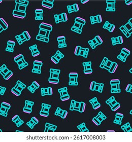 Line Antiperspirant deodorant roll icon isolated seamless pattern on black background. Cosmetic for body hygiene.  Vector