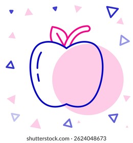 Línea icono de Apple aislado sobre fondo blanco. Fruta con símbolo de hoja. Concepto de contorno colorido. Ilustración vectorial