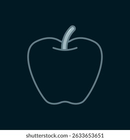 Linha Apple ícone isolado no fundo preto. Peso em excesso. Menu de dieta saudável. Fitness dieta maçã. Estilo de contorno preenchido plano com sombra. Vetor