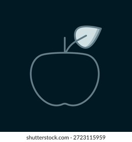 Line Apple icon isolated on black background. Excess weight. Healthy diet menu. Fitness diet apple. Flat filled outline style with shadow. Vector
