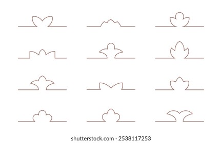 Line arabic arch frame border pattern. Simple outline tunisia, saudi, moroccan flower shape elements.