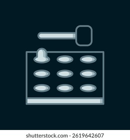 Line Arcade game machine with hammer icon isolated on black background. Amusement park attraction. Flat filled outline style with shadow. Vector