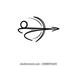 line archer drawn art logo design template illustration