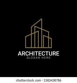 line architecture building logo template