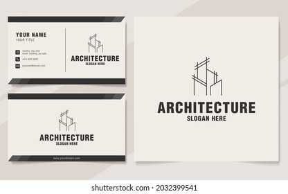 Line architecture logo template on monogram style