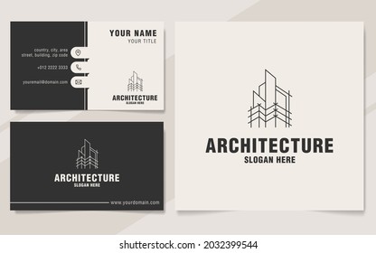 Line architecture logo template on monogram style