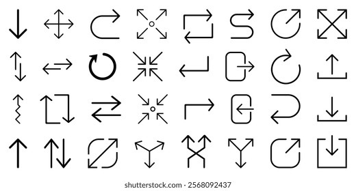 Line arrow icon collection graphic design element refresh repeat reload sync transfer exchange login logout direction share update outline