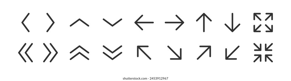 Icono de flecha de línea. Vector de dirección del cursor. Botón siguiente. Señal de interfaz.