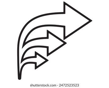 Line Arrow icon. Direction Arrows vector with stroke. Mega set of arrow vector. Modern simple arrows. Vector illustration