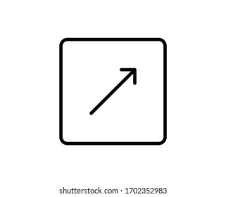 Line Arrow icon isolated on white background. Outline symbol for website design, mobile application, ui. Arrow pictogram. Vector illustration, editorial stroke. Eps10