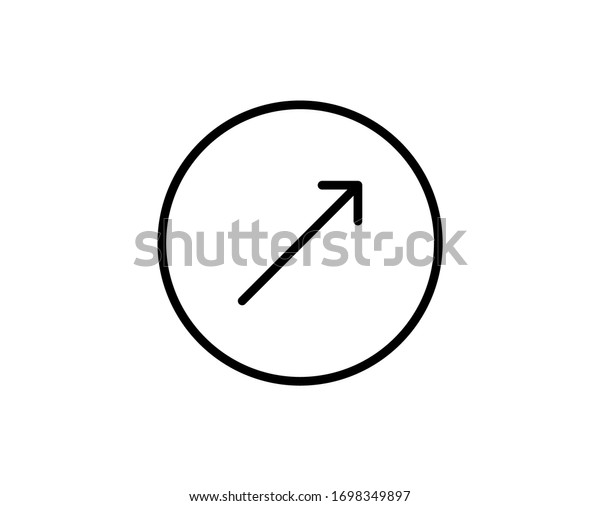 Line Arrow icon\
isolated on white background. Outline symbol for website design,\
mobile application, ui. Arrow pictogram. Vector illustration,\
editorial stroke. Eps10