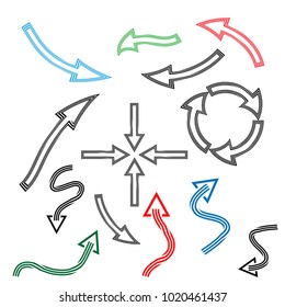 Line arrow icon, set line arrow icon. Flat design