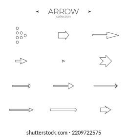 Line Arrow icon set. Outline symbol collection. Thin line style. For Apps. Editable vector stroke