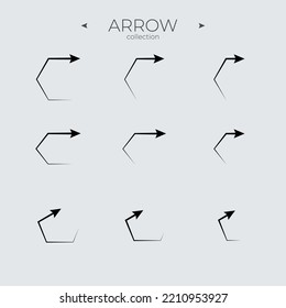 Line Arrow icon set. Smooth Arrow icons set. Arrow basic UI elements. Simple Minimal Pictogram. Editable vector stroke