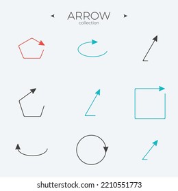 Conjunto de iconos de flecha de línea. Icono de flecha universal. Estilo de línea de moda. Para gráficos Web. Accionamiento vectorial editable