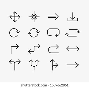 Line Arrow icon set. Vector illustration, flat design