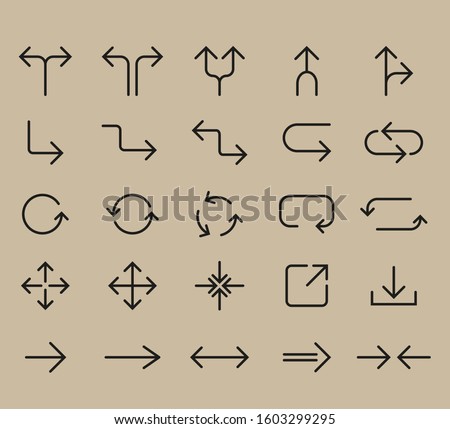 Line Arrow icon set. Vector illustration, flat design