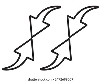 Line Arrow icon, vector set collection. Arrows with seamless pattern. Modern simple arrows. Vector illustration