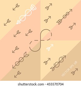 Line arrow icons. Line arrows bundle in sketch style on blue background. Simple isolated pictogram. Set arrow icon. Business process. Forward arrow sign illustration pictogram.