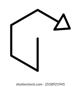 line arrow pointing right down isolated vector icon